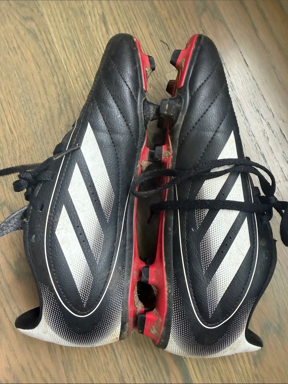 adidas Black and White Soccer Cleats with Pink Insoles